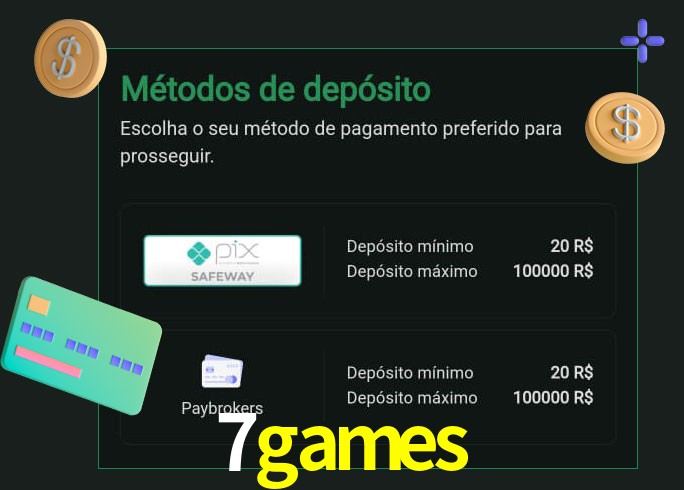 O cassino 7games oferece uma grande variedade de métodos de pagamento